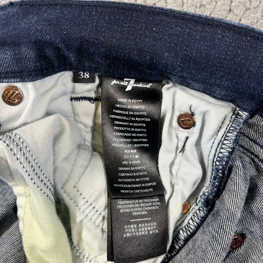 7 For All Mankind Mens Dark Wash Straight Leg Stretch Denim Jeans Size 38x27